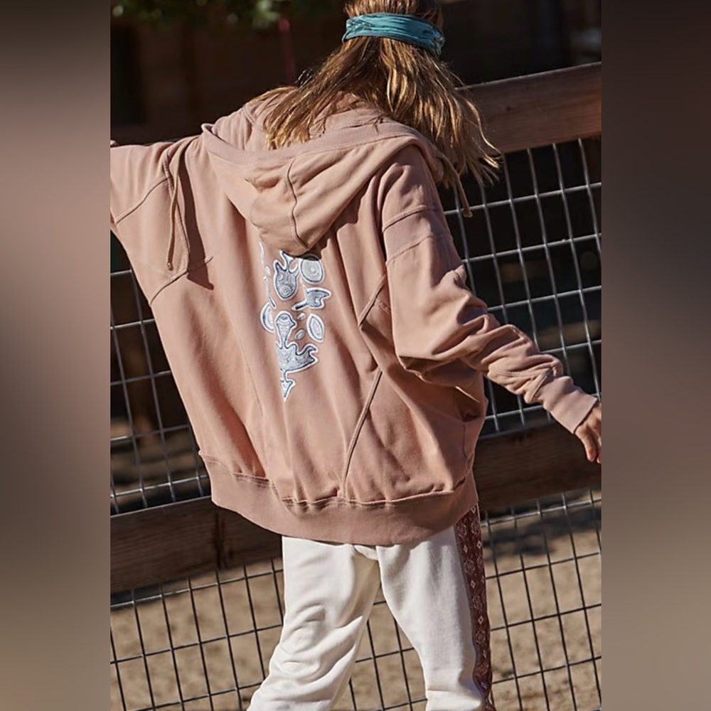 Free People Tan Hoodie with Graphic Detail - Picture 14 of 14